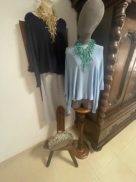 Fine knit batwing sleeve jumper