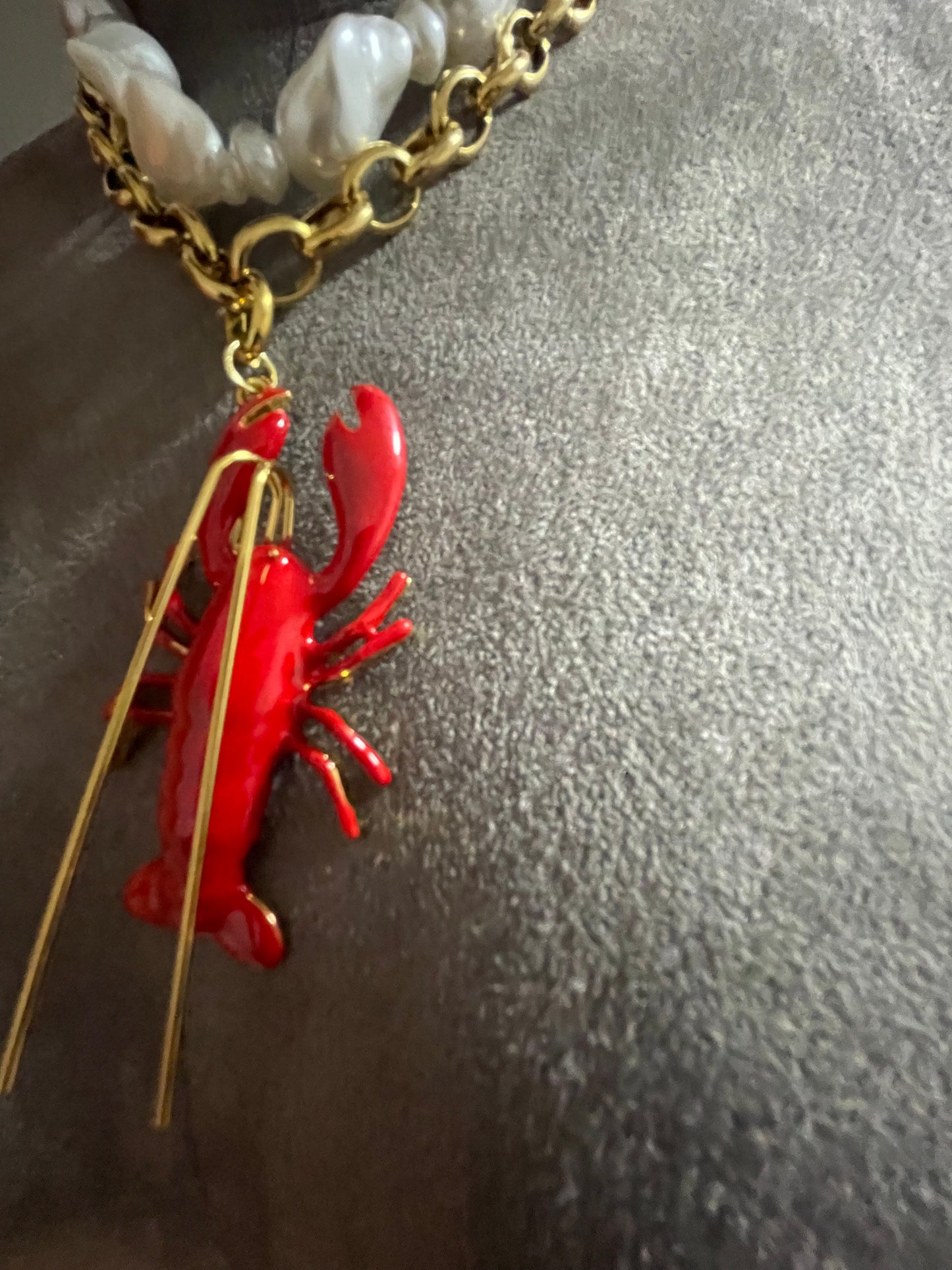 Lobster and pearl double neckpiece