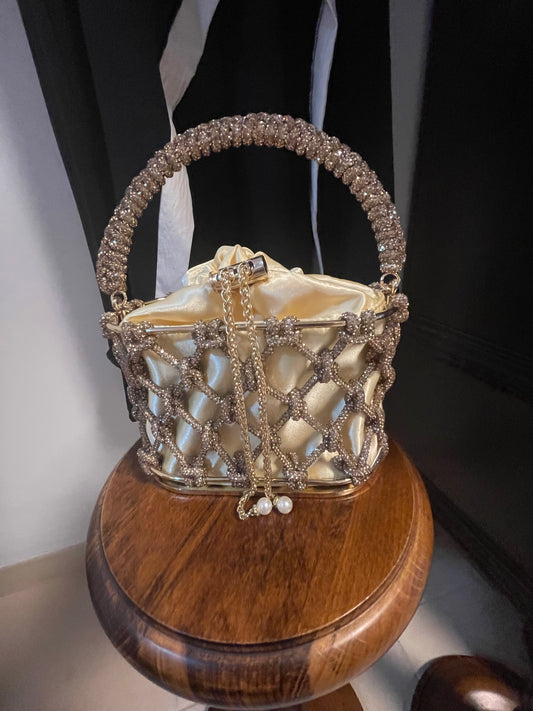 Gold metal caged bag