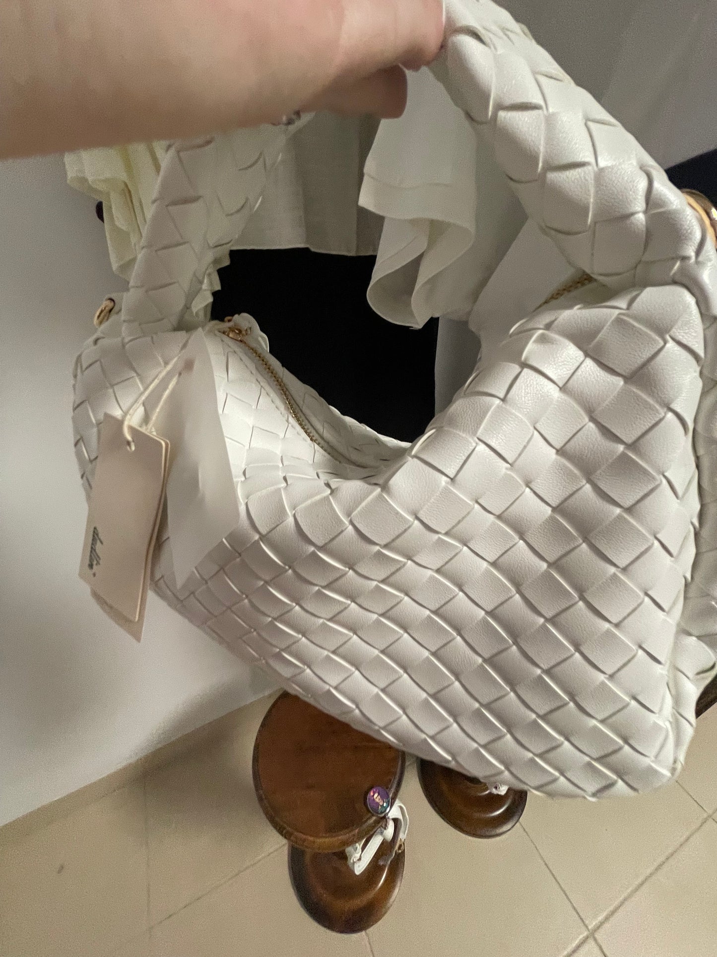 White soft mid sized bag