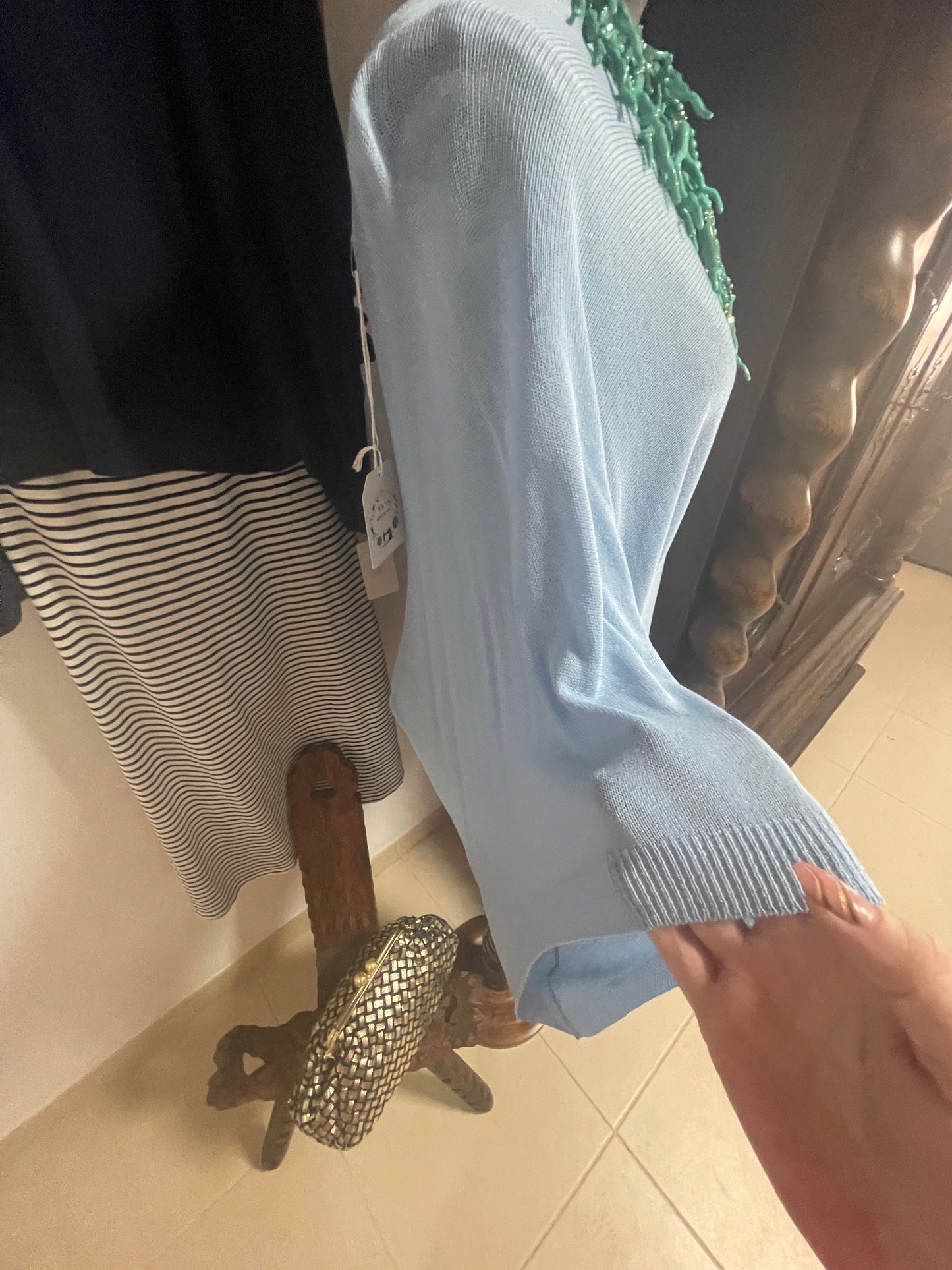 Fine knit batwing sleeve jumper
