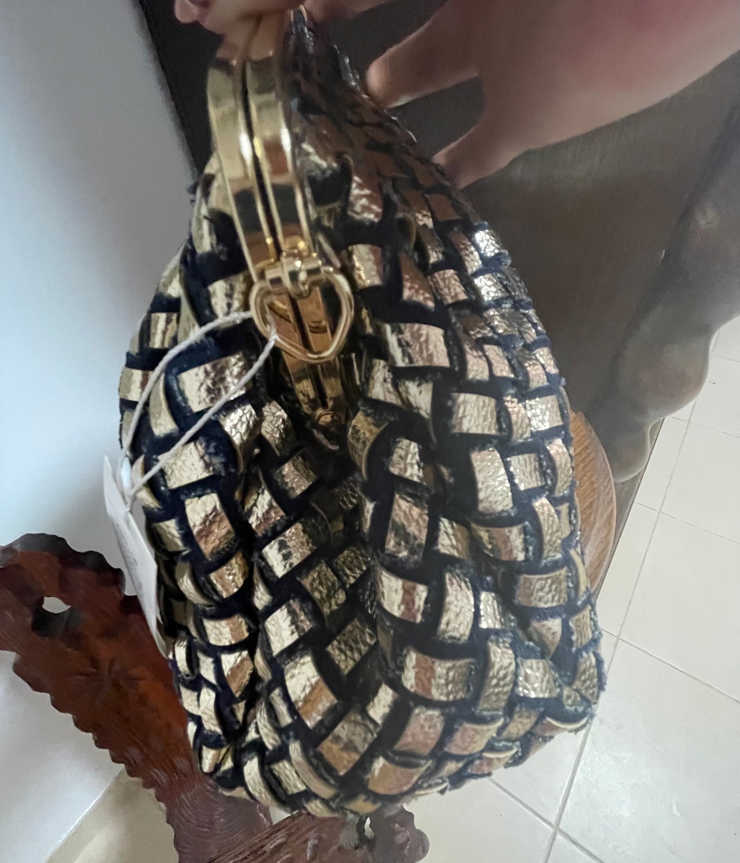 Navy and gold midsized clutch