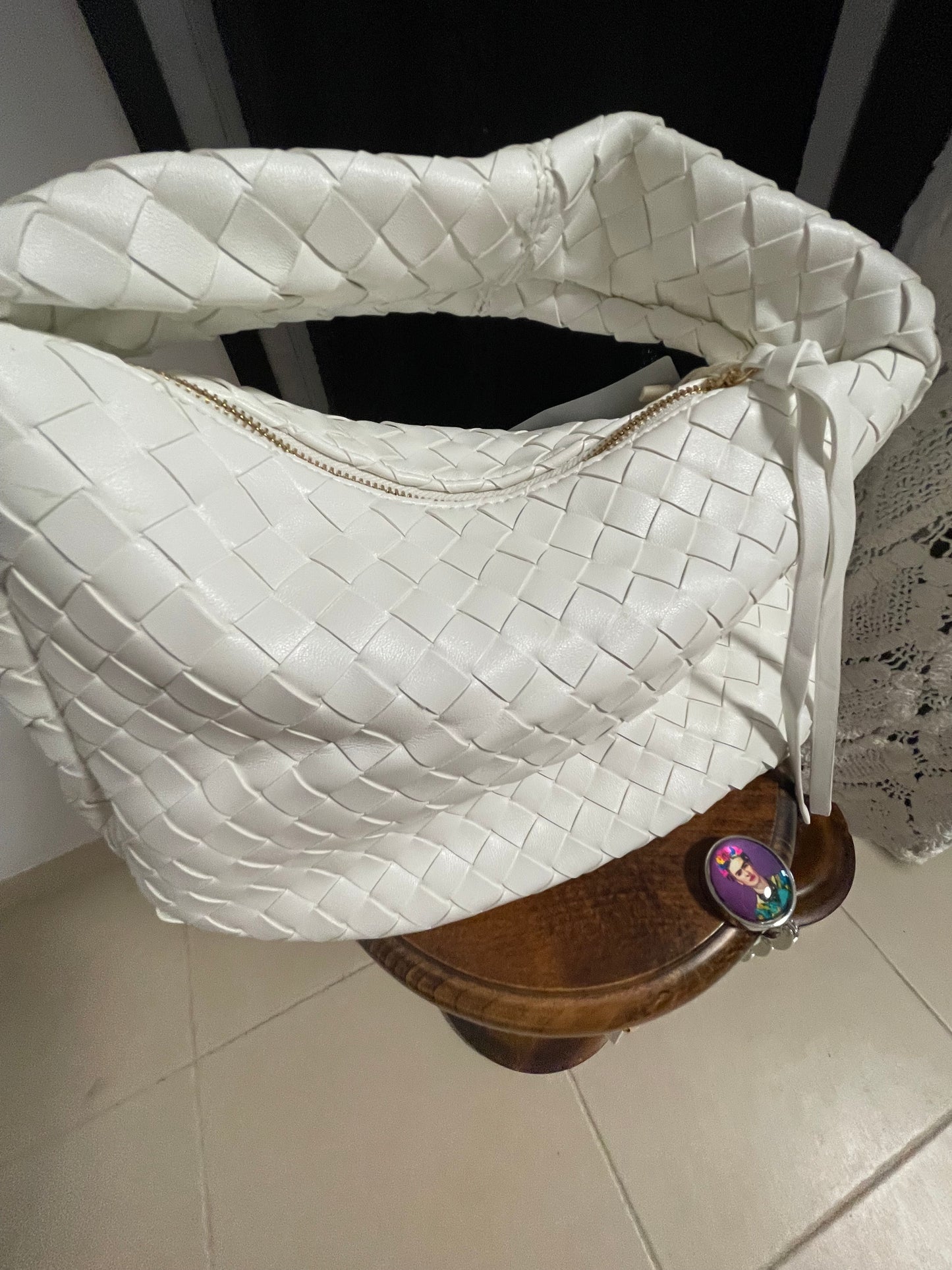 White soft mid sized bag