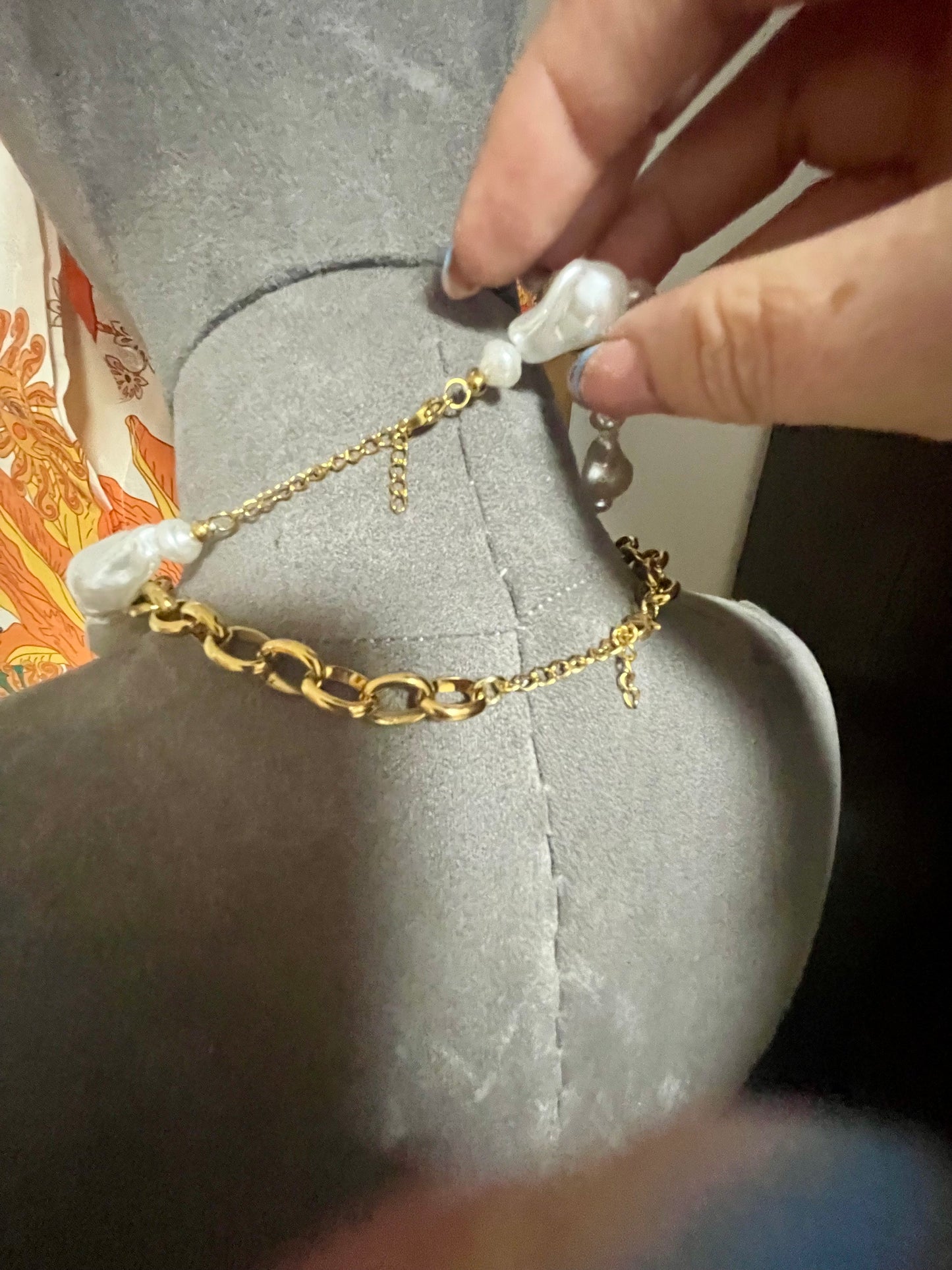 Lobster and pearl double neckpiece
