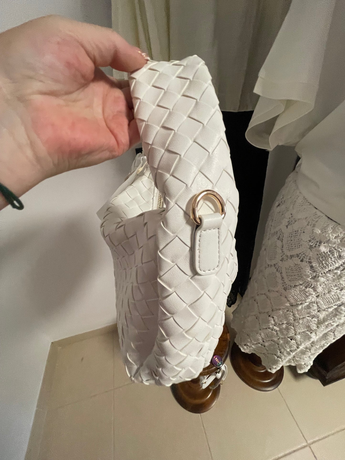 White soft mid sized bag