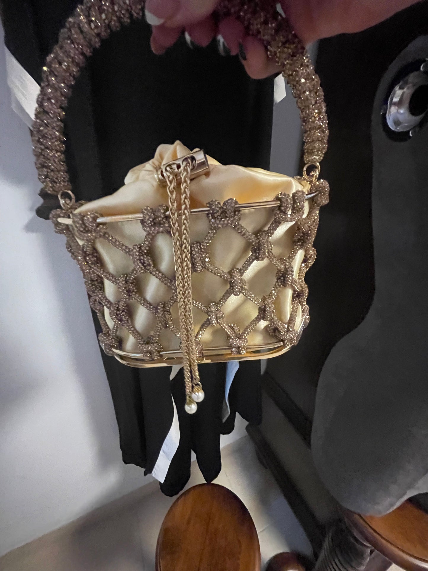 Gold metal caged bag