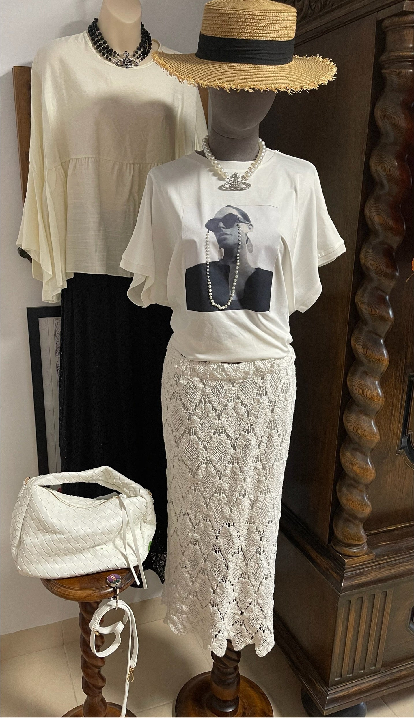 White soft mid sized bag