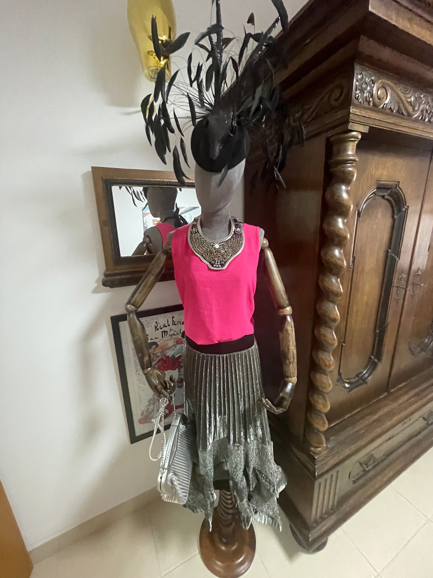 Black skull and feather headpiece