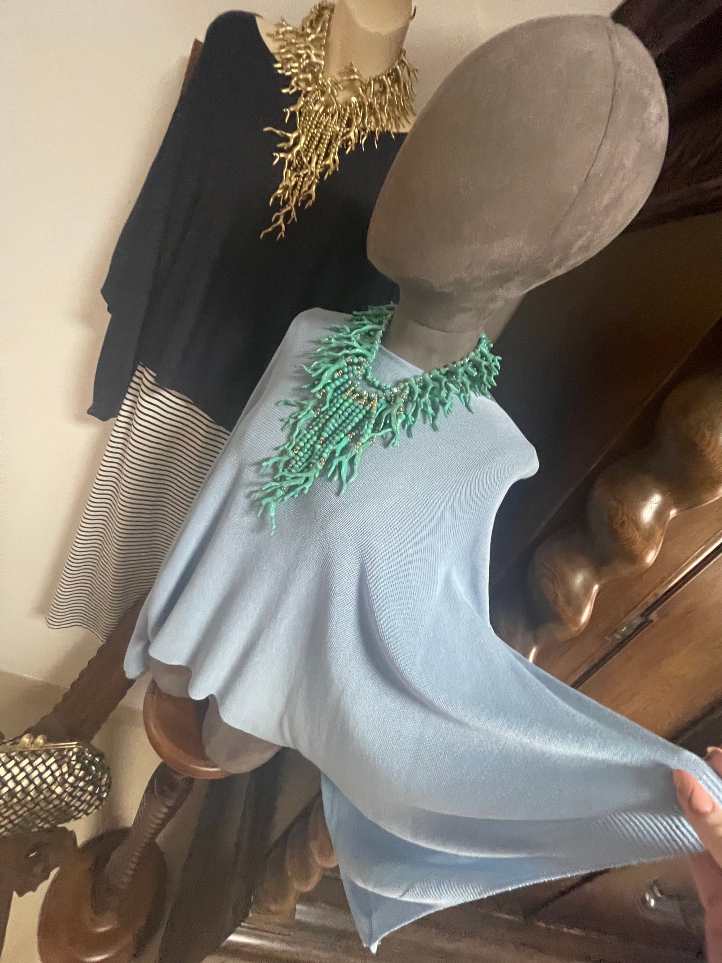 Fine knit batwing sleeve jumper