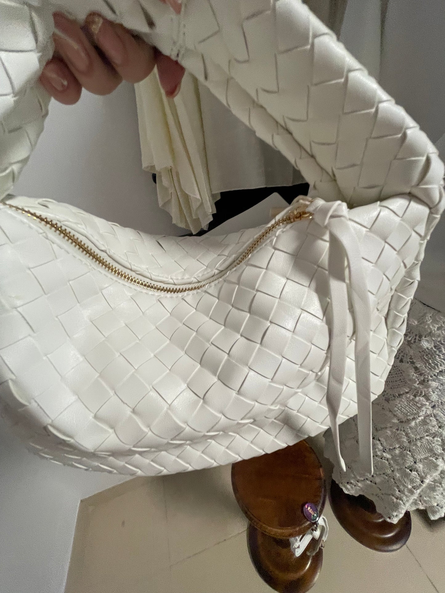 White soft mid sized bag