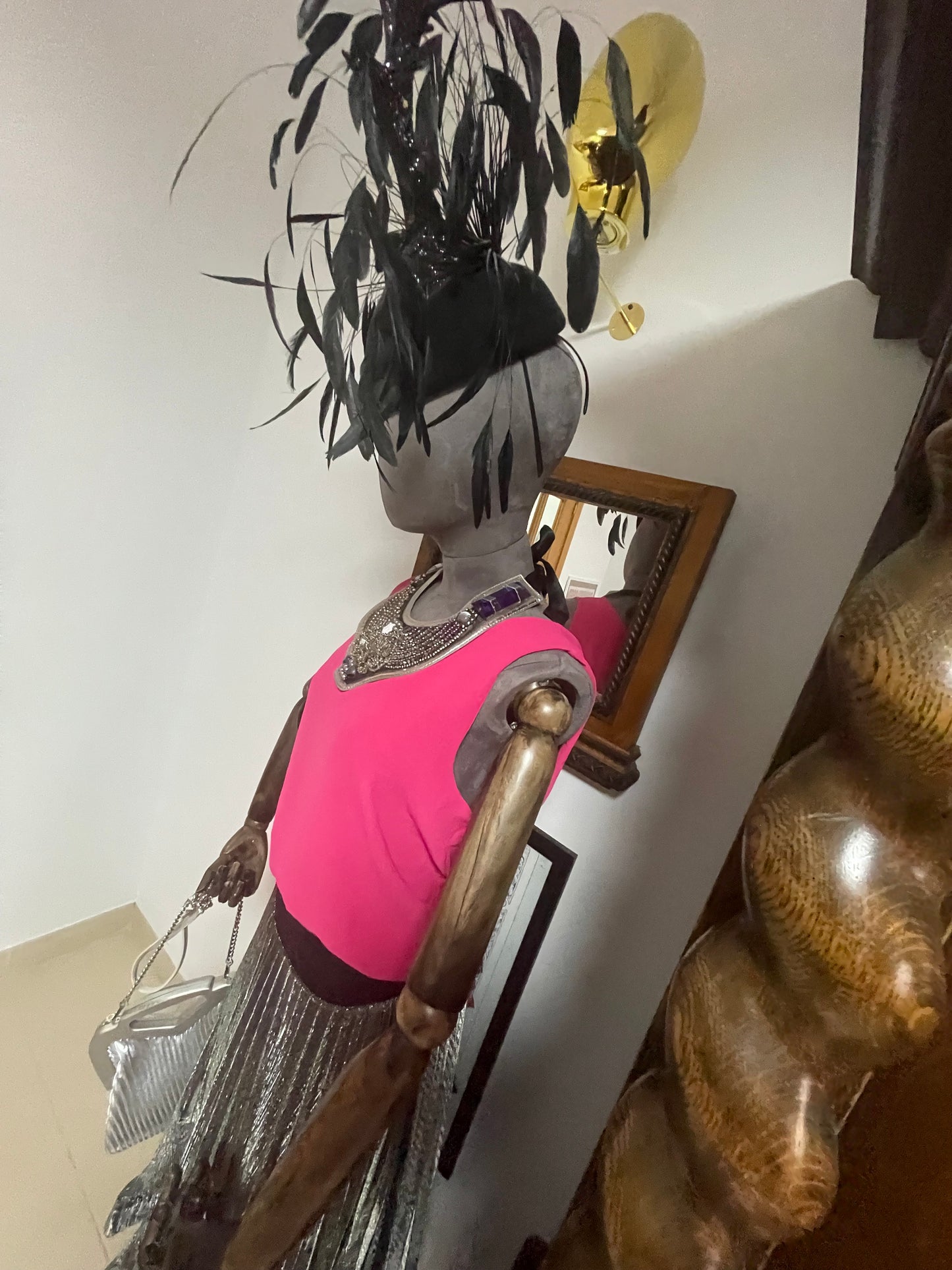 Black skull and feather headpiece