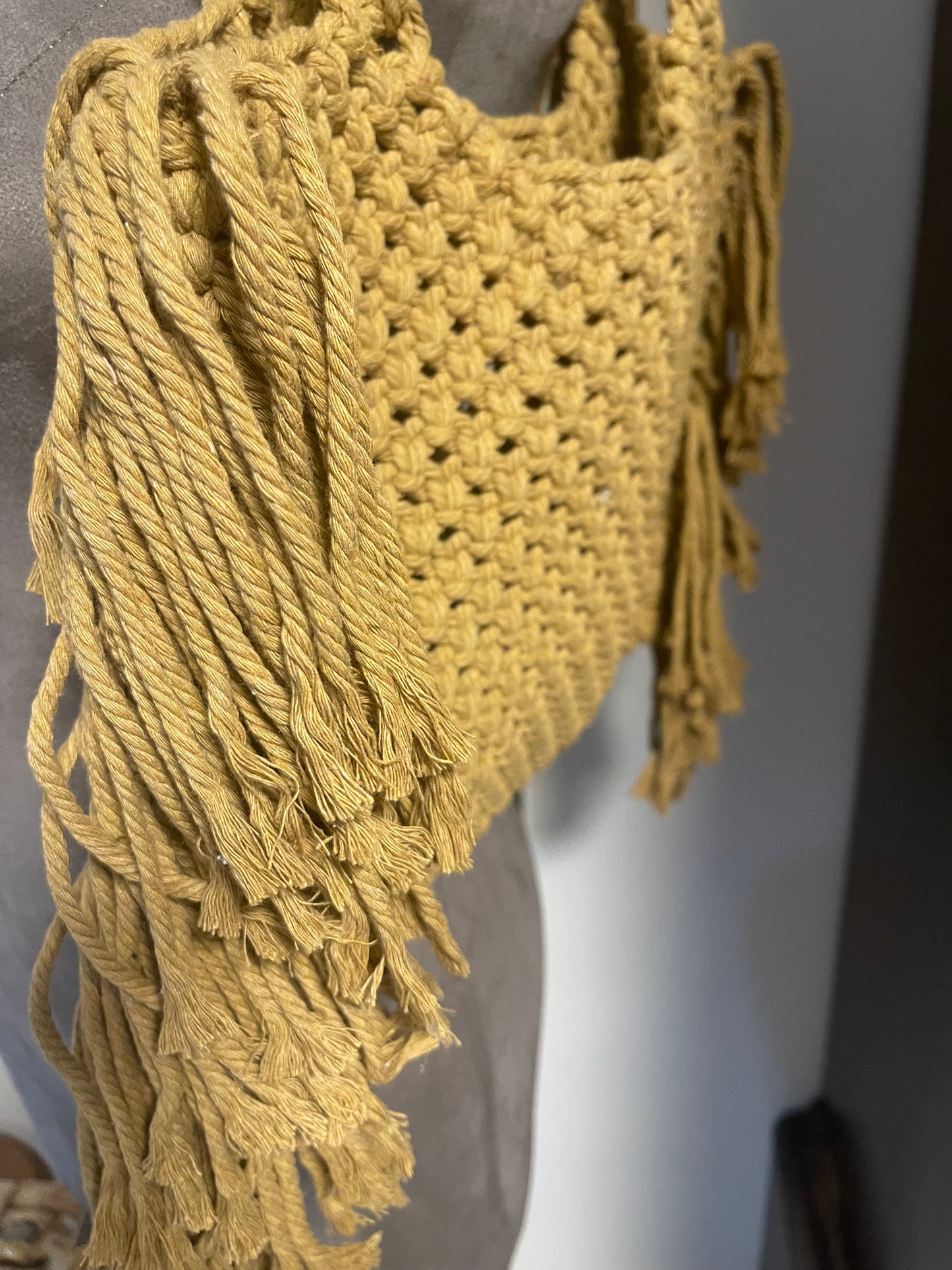 Crochet and beaded fringe bag