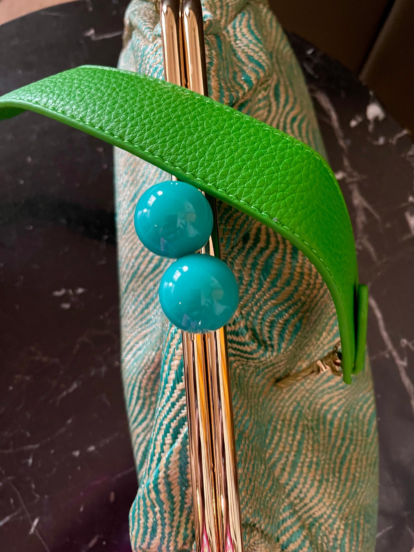 Green tweed large clutch