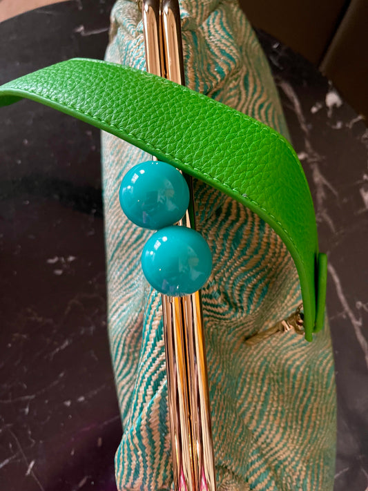 Green tweed large clutch