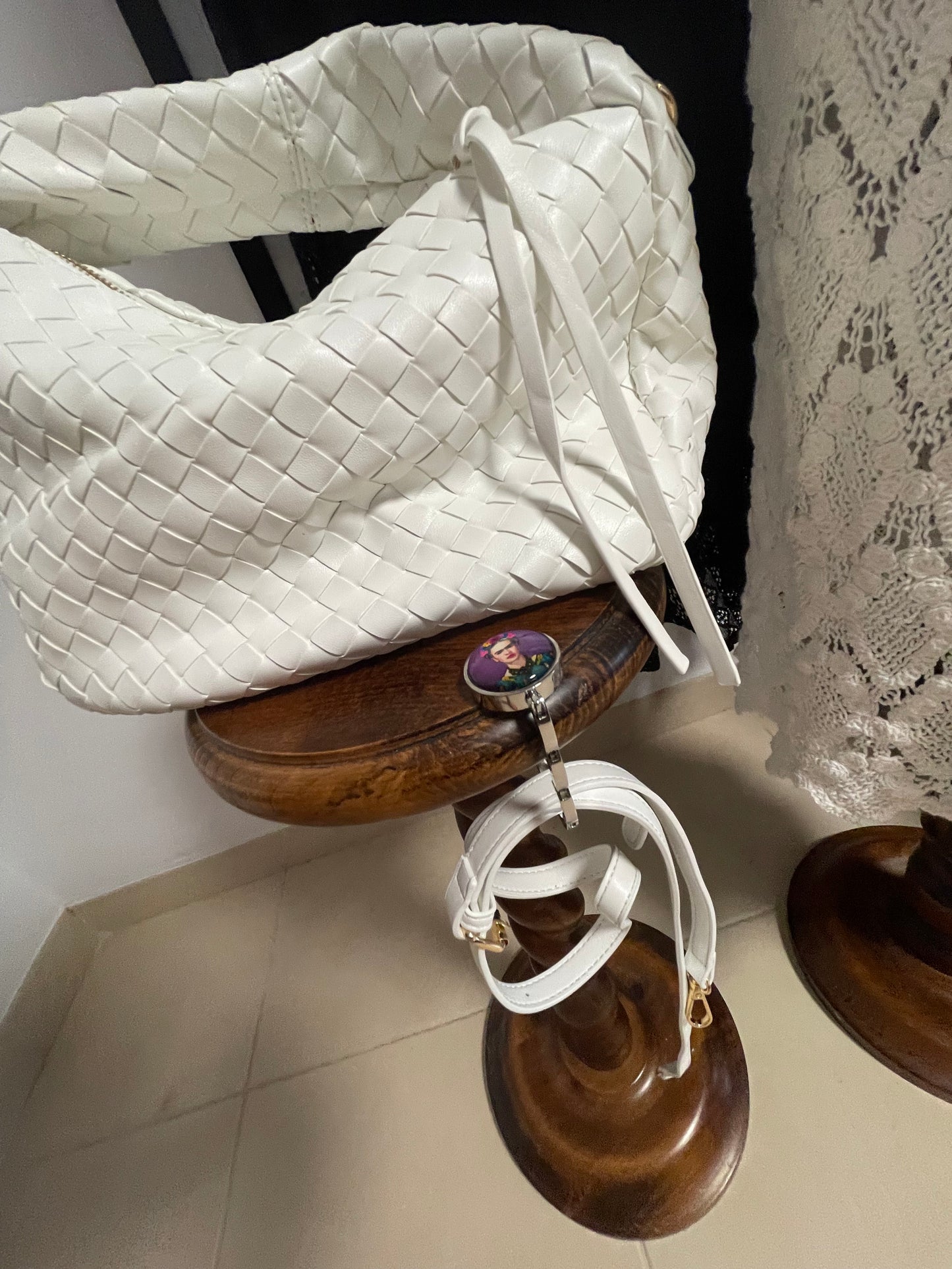 White soft mid sized bag