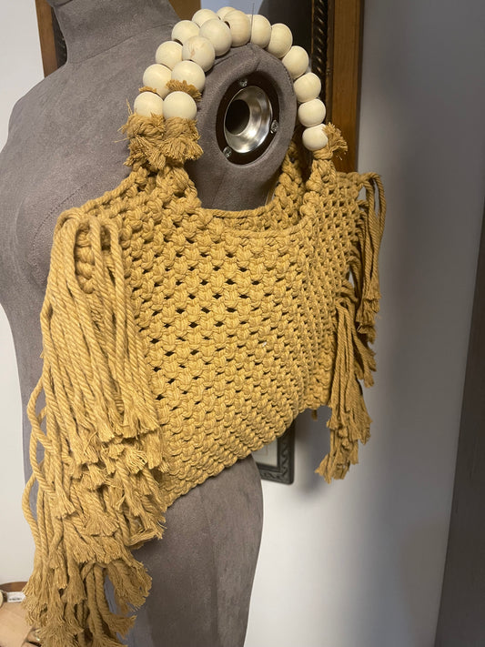 Crochet and beaded fringe bag