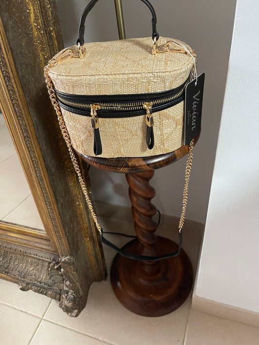 Structured canvas box bag